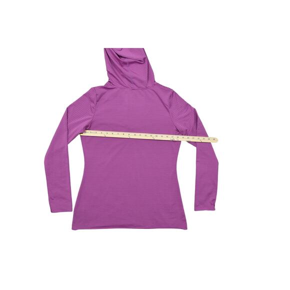 prAna Pink Pullover Hoodie - Polyester, L, V Neck Stretch Long Sleeve Striped - Picture 4 of 7